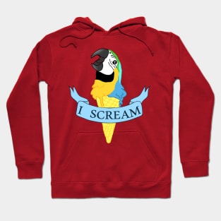 I scream Ice cream Blue Gold Macaw Hoodie